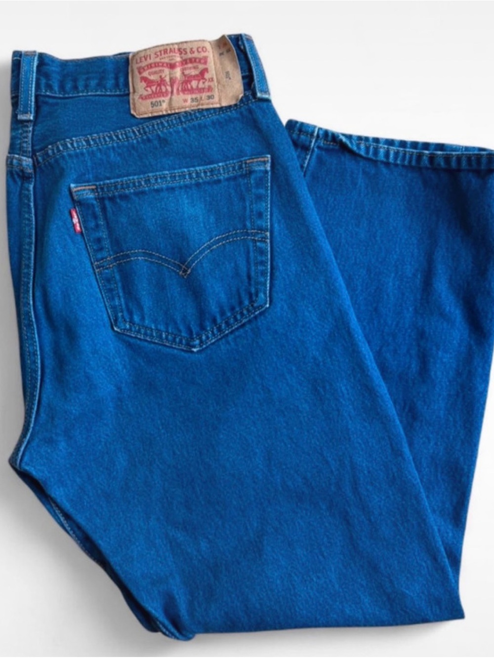 Classic Levi's 501s Men's Bright Blue Straight-Leg Jeans - Butterfly Fly 35X30